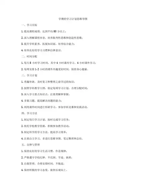 学期的学习计划思维导图