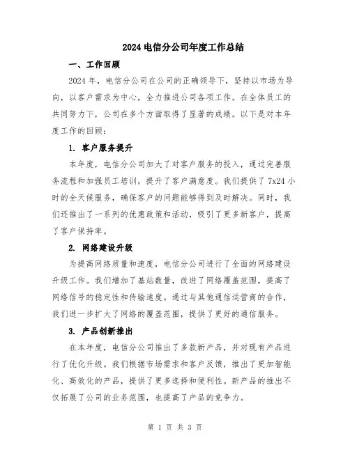 2024电信分公司年度工作总结
