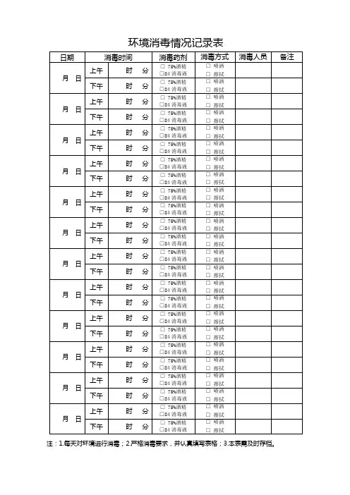 环境消毒情况记录表