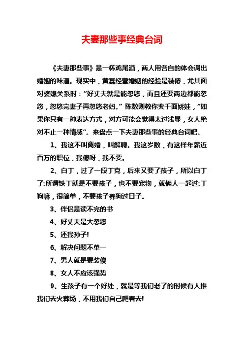 夫妻那些事经典台词2