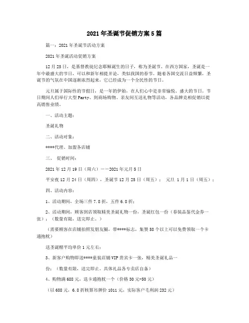 2021年圣诞节促销方案5篇