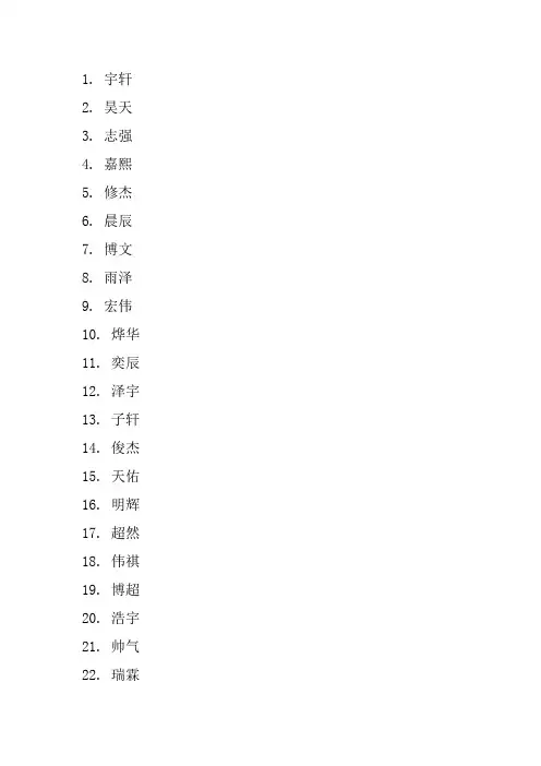 100个好听的男孩名字