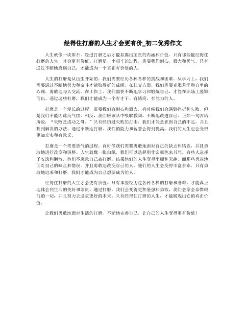 经得住打磨的人生才会更有价_初二优秀作文