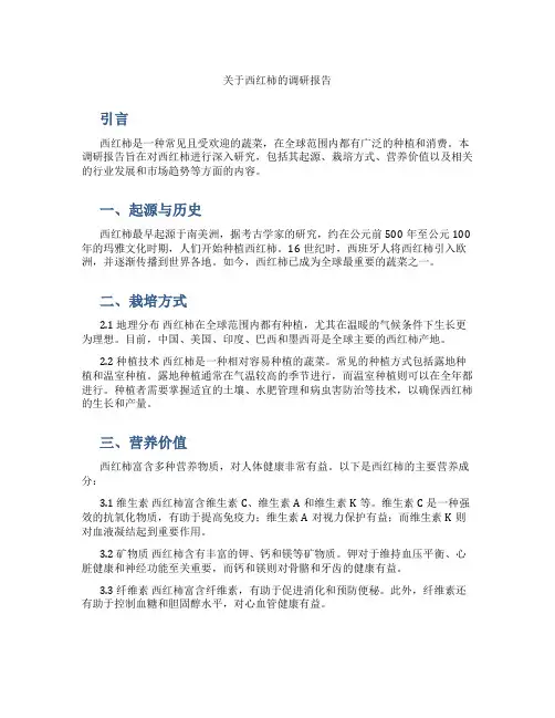 关于西红柿的调研报告