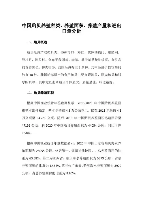 中国贻贝养殖种类、养殖面积、养殖产量和进出口量分析