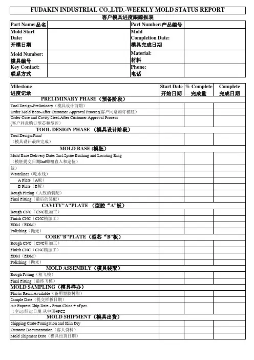 进度表中英文版