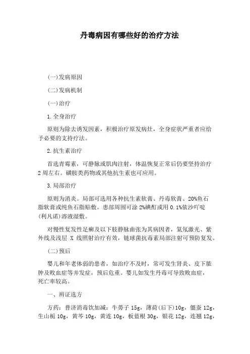 丹毒病因有哪些好的治疗方法