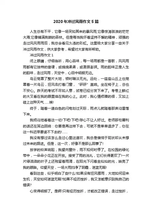 2020年冲过风雨作文5篇