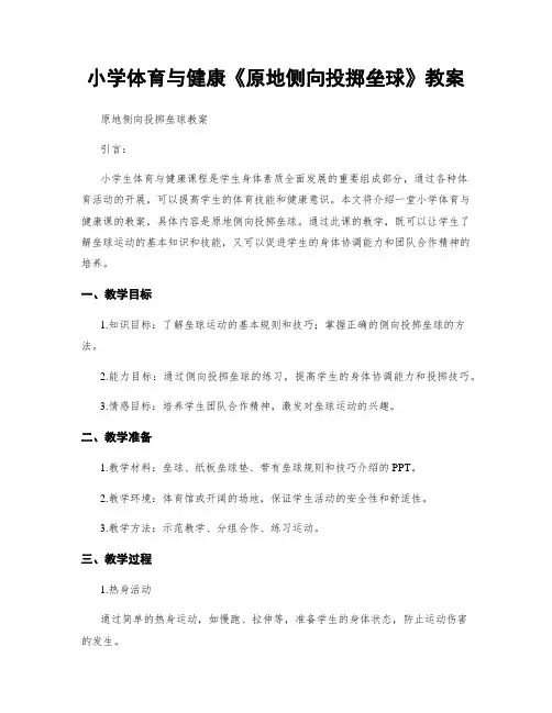 小学体育与健康《原地侧向投掷垒球》教案