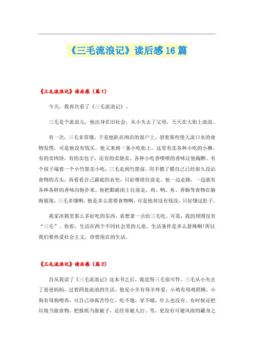 《三毛流浪记》读后感16篇