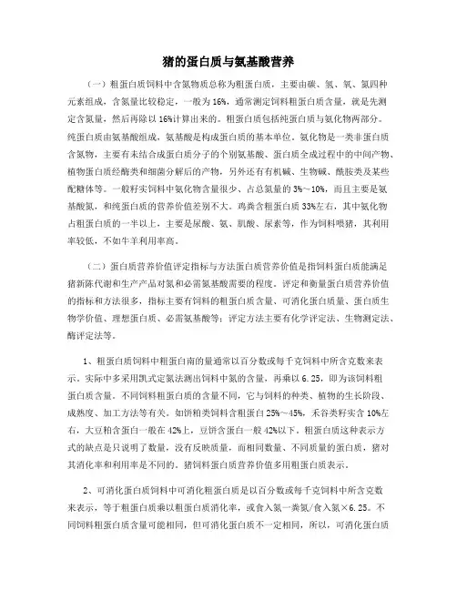 猪的蛋白质与氨基酸营养