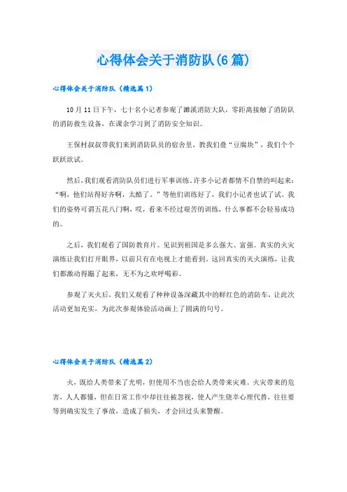 心得体会关于消防队(6篇)