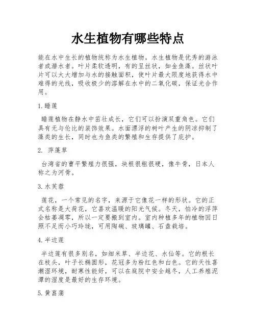 水生植物有哪些特点