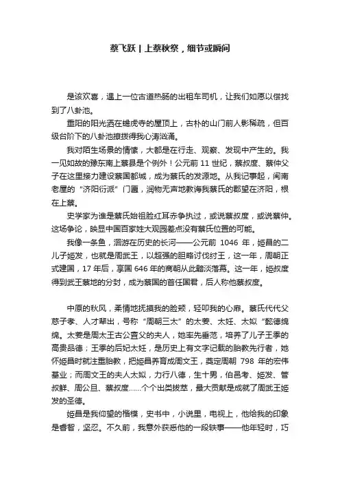 蔡飞跃丨上蔡秋祭，细节或瞬间