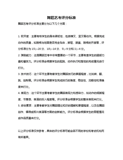 舞蹈艺考评分标准