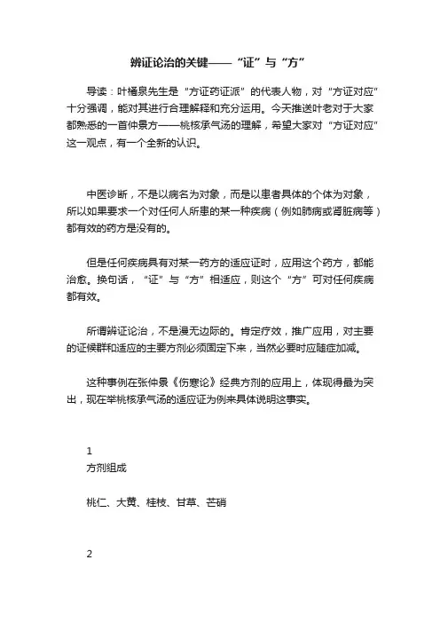 辨证论治的关键——“证”与“方”