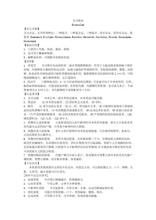 艾司唑仑——精选推荐