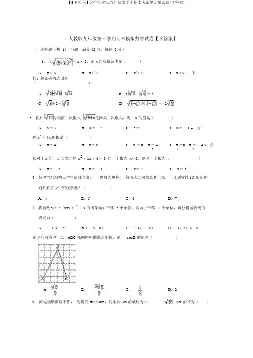 【5套打包】济宁市初三九年级数学上期末考试单元测试卷(含答案)