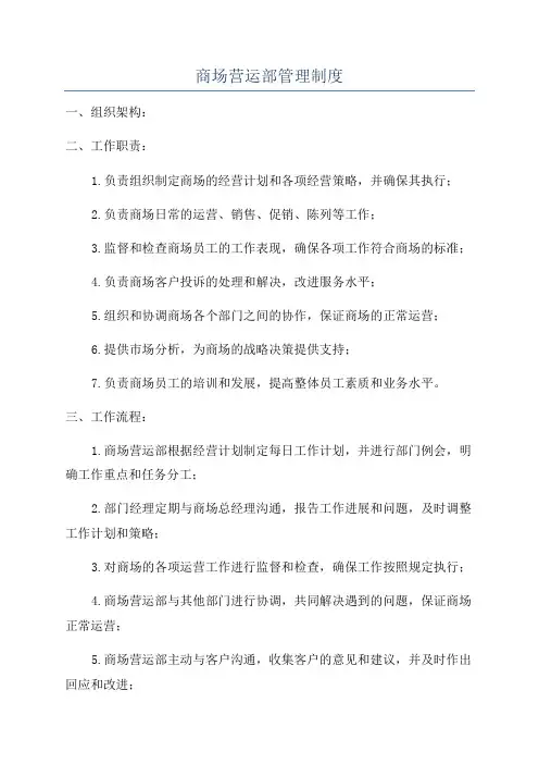 商场营运部管理制度