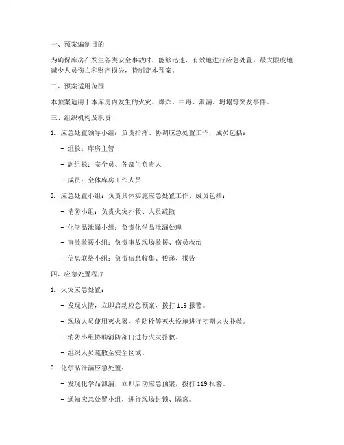 库房安全应急处置预案