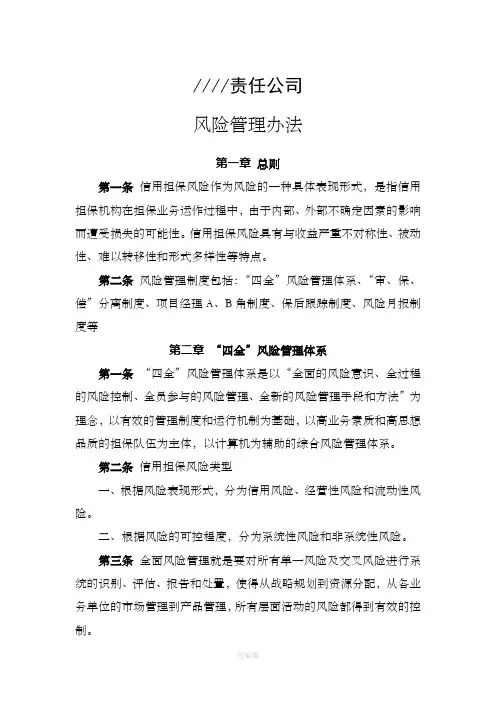担保公司风险管理办法
