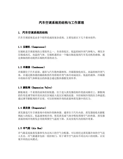 汽车空调系统的结构与工作原理