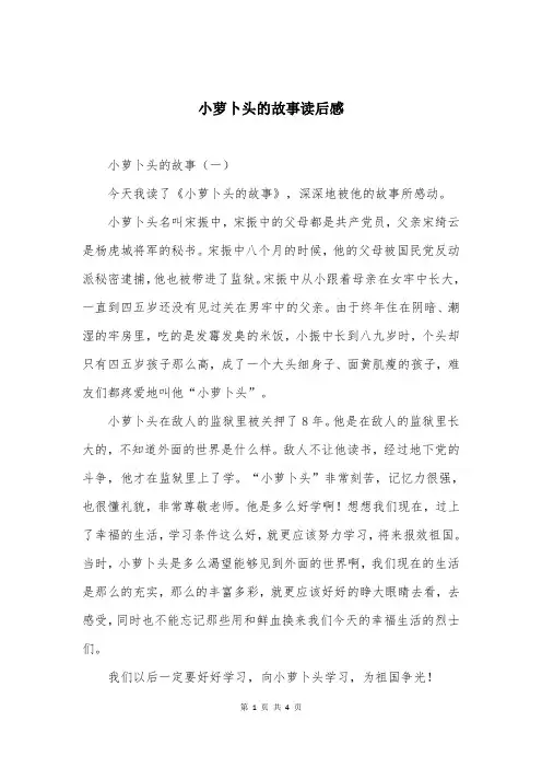 小萝卜头的故事读后感