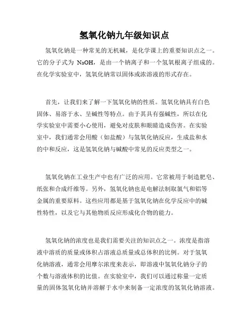 氢氧化钠九年级知识点