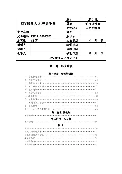 KTV储备人才培训手册范本