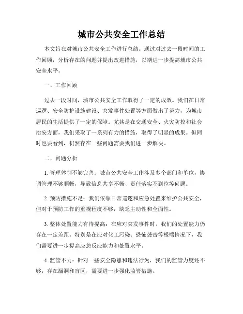 城市公共安全工作总结