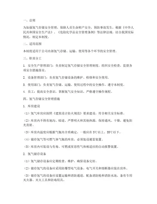 氢气存储安全管理制度