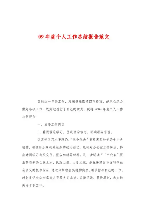 09年度个人工作总结报告范文