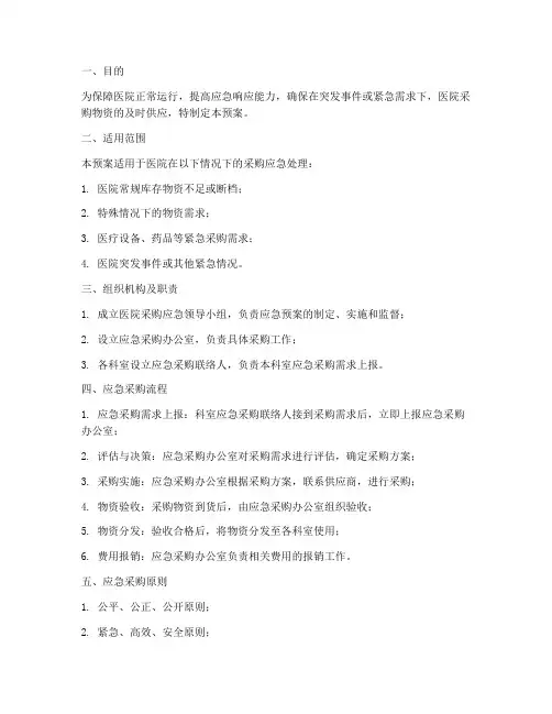 医院采购应急预案模板