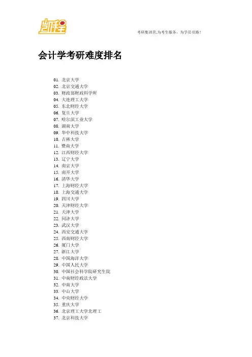 会计学考研难度排名