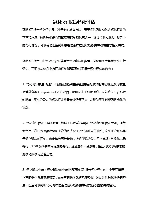 冠脉ct报告钙化评估
