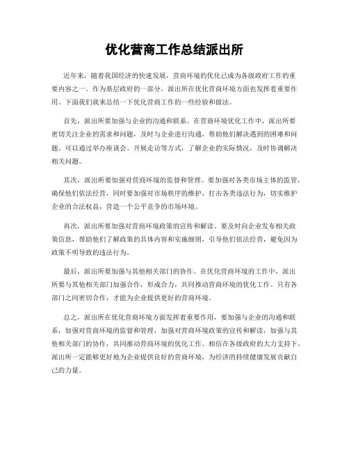 优化营商工作总结派出所