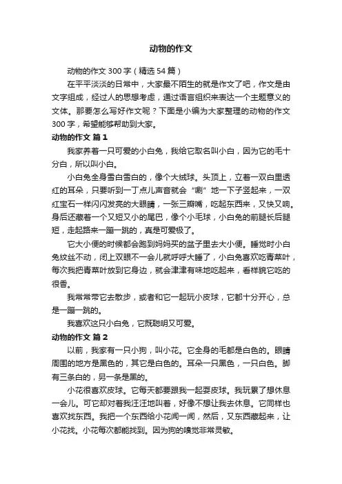 动物的作文300字（精选54篇）