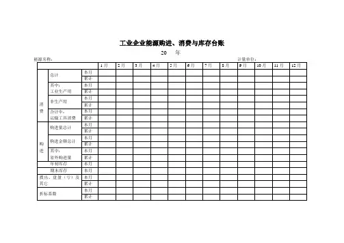 工业企业能源购进、消费与库存台账