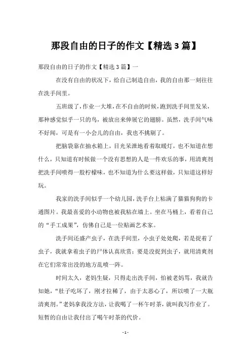 那段自由的日子的作文【3篇】