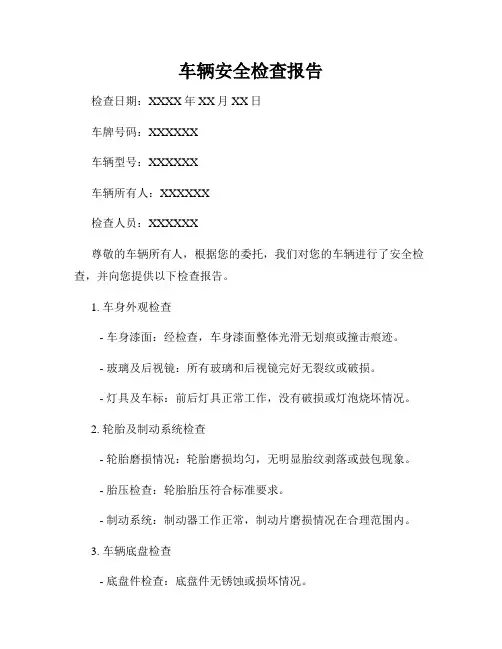 车辆安全检查报告