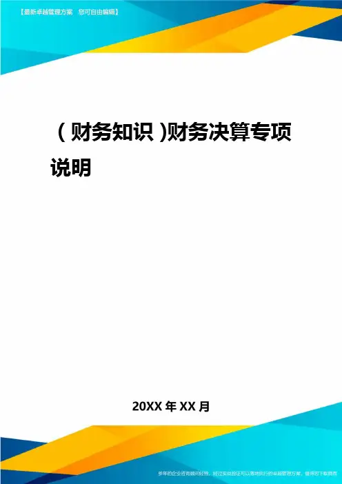 2020年(财务知识)财务决算专项说明