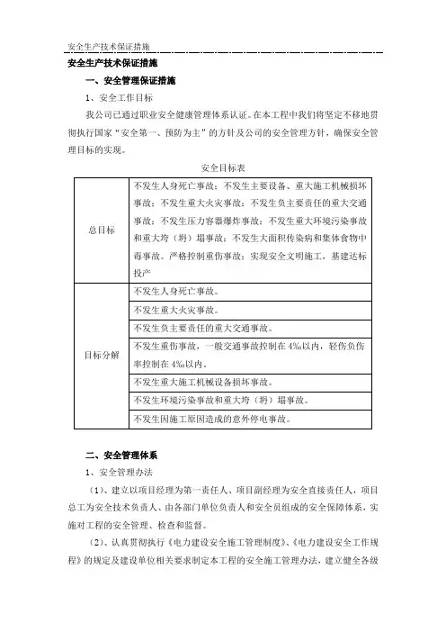安全生产技术保证措施