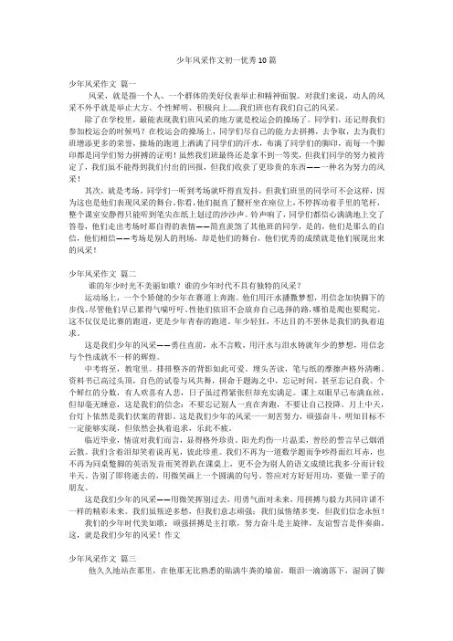 少年风采作文初一优秀10篇