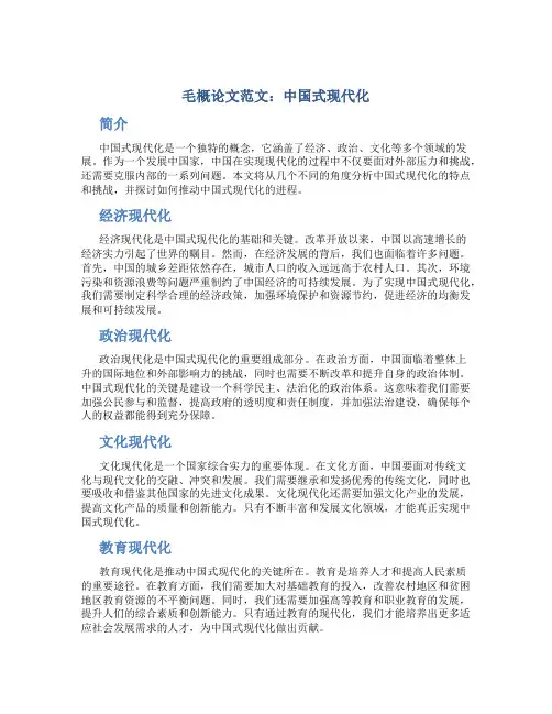 毛概论文范文中国式现代化