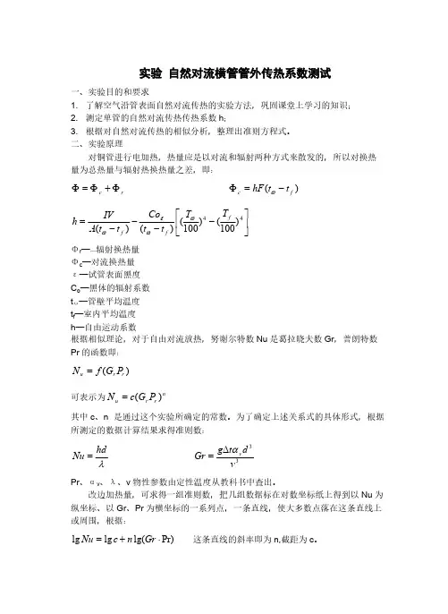 《传热学》实验 自然对流横管管外传热系数测试