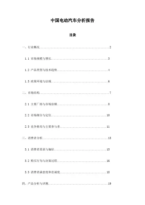 中国电动汽车分析报告