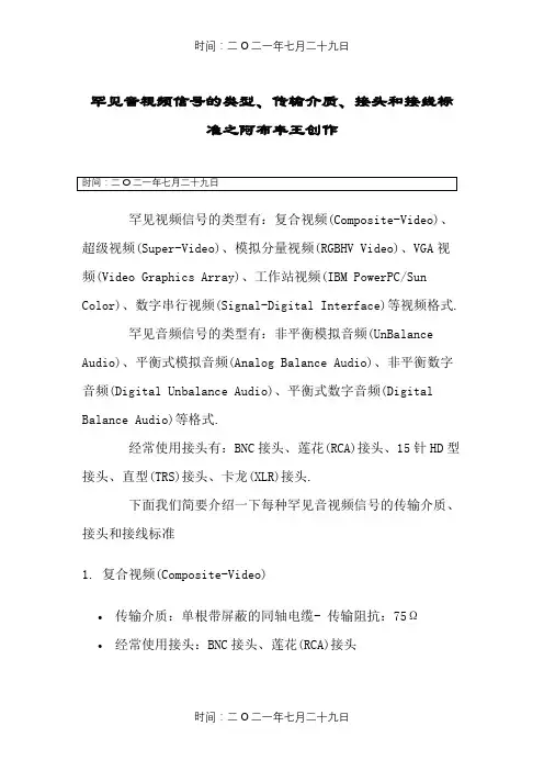 常见音视频信号的类型