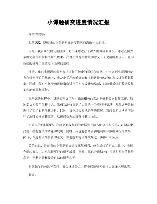 小课题研究进度情况汇报