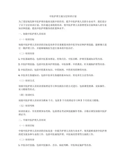 中医护理方案分层培训计划