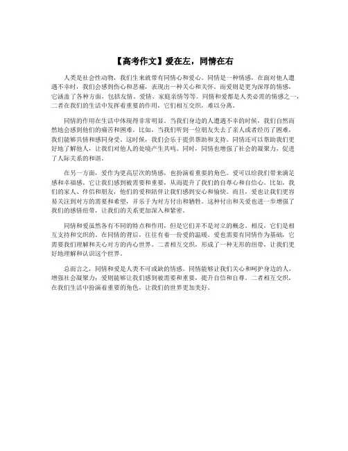 【高考作文】爱在左,同情在右